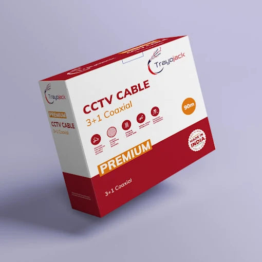 TrayoJack TJ-PRM-M90 Premium 90MTR 3+1 CCTV CABLE